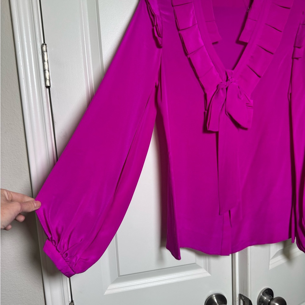 Walter Baker Fuchsia Blouse with Ruffle Detail